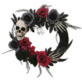 Skull, Hands & Roses Wreath, 18-Inch