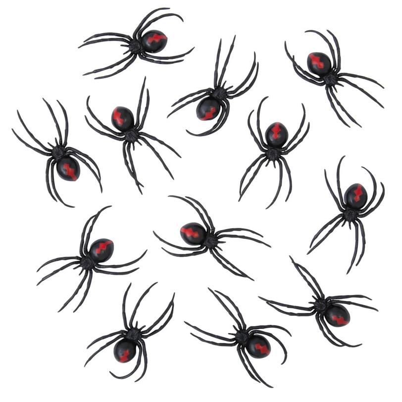 3 1/2" Magnetic Black Widow Spiders - 12 Pc.