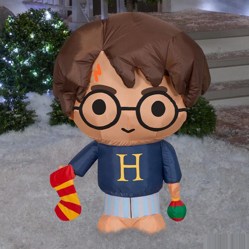 38" Airblown Inflatable Light-Up Harry Potter Harry with Stocking Christmas Yard Decoration