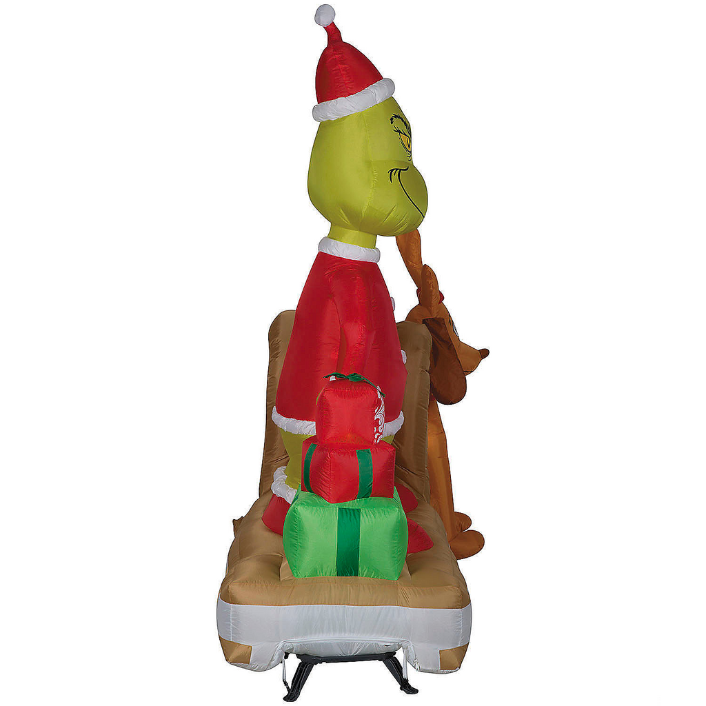 6 Ft. Airblown Inflatable Dr. Seuss How the Grinch Stole Christmas Grinch & Max with Sled Outdoor Yard Decoration