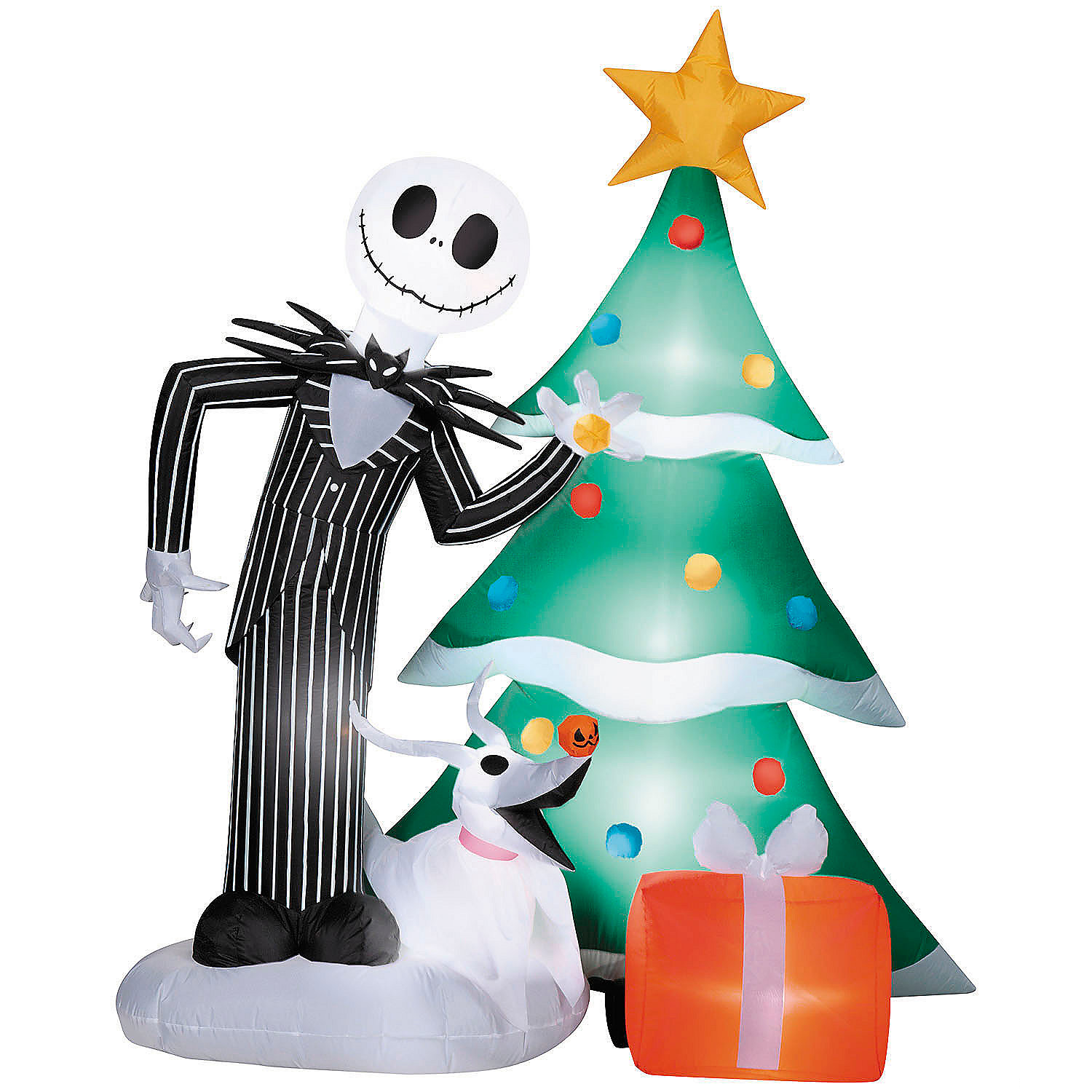 6 Ft. Airblown Blowup Inflatable Jack & Zero with Christmas Tree & Built-In Lights Yard Decoration