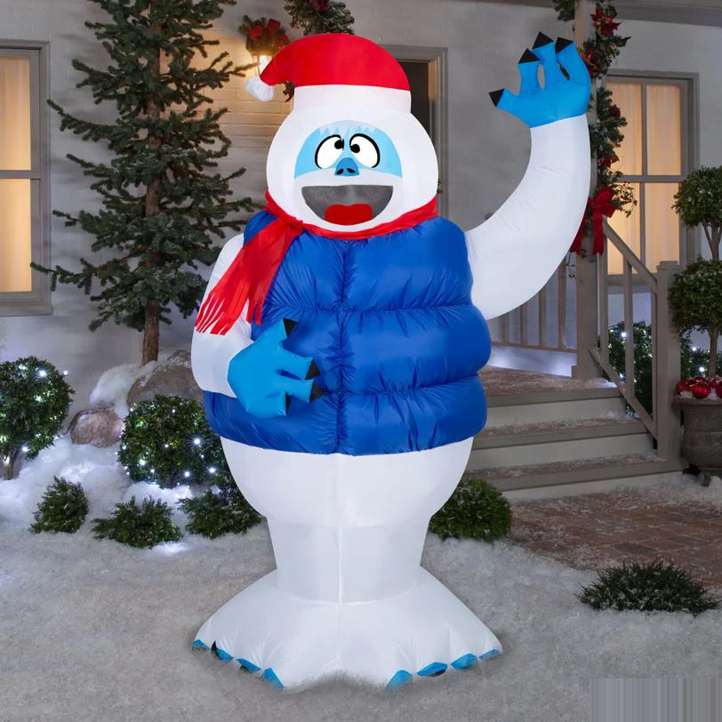 6 Ft. 5" Airblown Inflatable Light-Up Rudolph Bumble in Blue Puffer Vest Christmas Yard Decoration