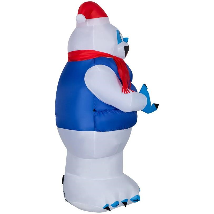 6 Ft. 5" Airblown Inflatable Light-Up Rudolph Bumble in Blue Puffer Vest Christmas Yard Decoration