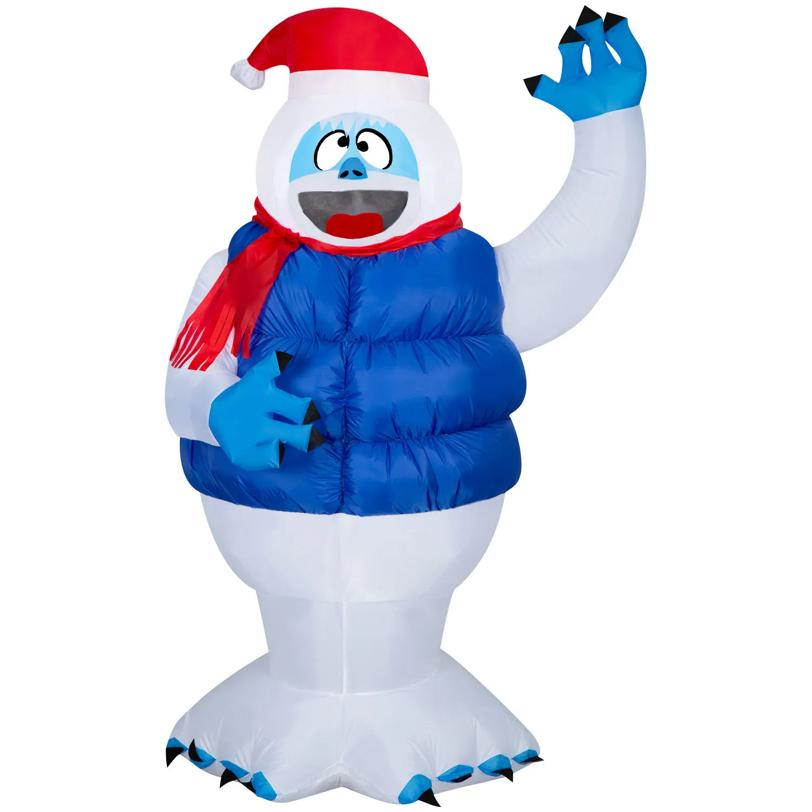6 Ft. 5" Airblown Inflatable Light-Up Rudolph Bumble in Blue Puffer Vest Christmas Yard Decoration
