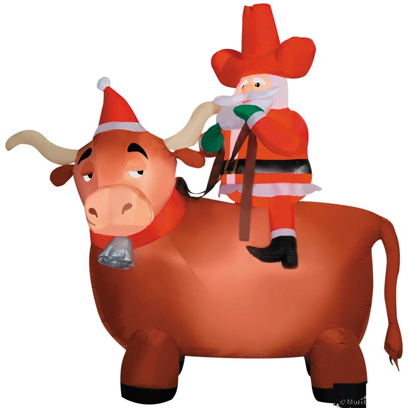 6 Ft. 6" Airblown Inflatable Cowboy Santa on a Longhorn Christmas Outdoor Yard Decoration