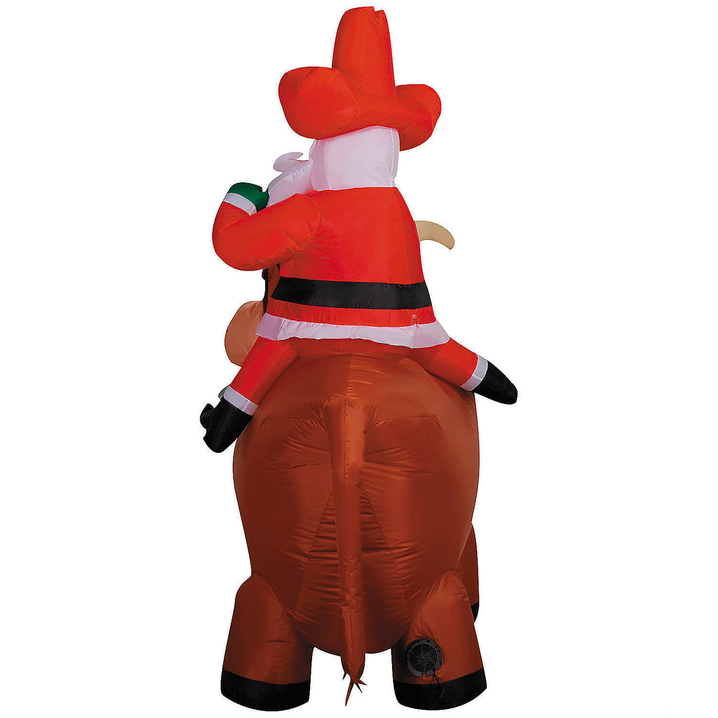 6 Ft. 6" Airblown Inflatable Cowboy Santa on a Longhorn Christmas Outdoor Yard Decoration
