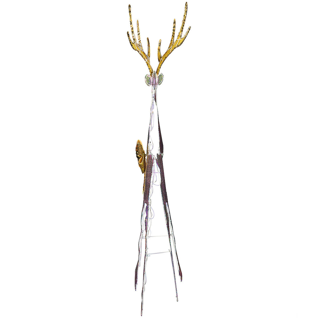 51" Reindeer Family Acrylic Iridescent Sculpture with Built-In LED Lights Christmas Outdoor Yard Decorations