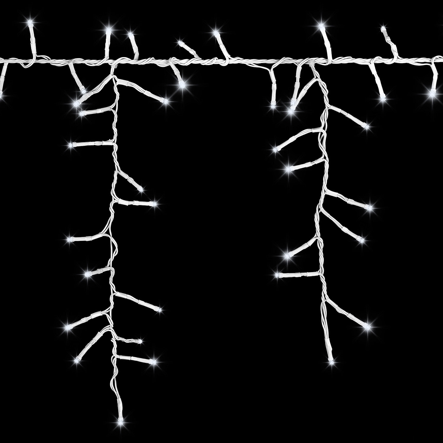 Lightshow Strands of MagicT Tangle-Free Cool White LED Light Icicle String Christmas Outdoor Yard Decoration 10 Ft.