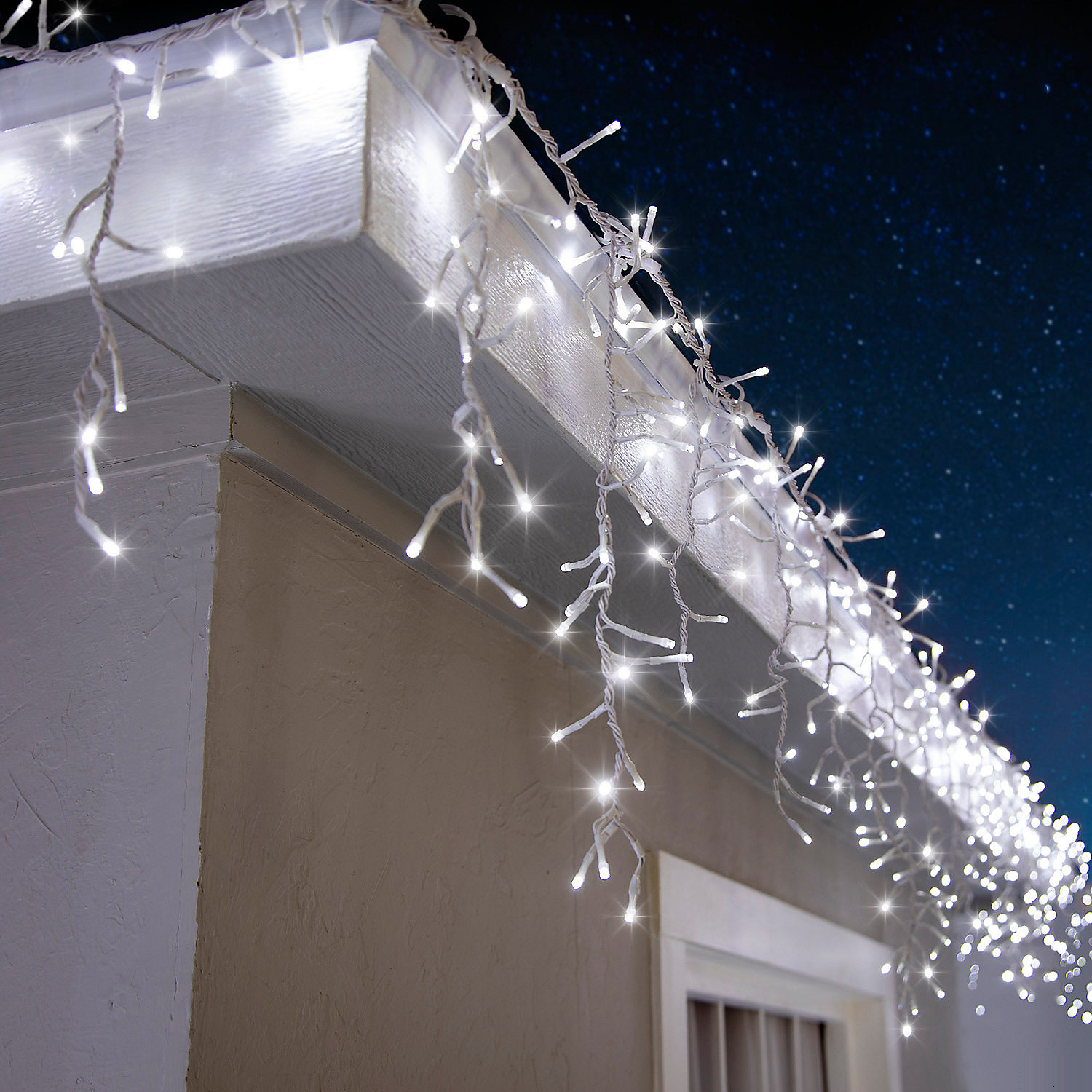 Lightshow Strands of MagicT Tangle-Free Cool White LED Light Icicle String Christmas Outdoor Yard Decoration 10 Ft.