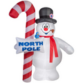 9 Ft. 6" Airblown Inflatable Light-Up Frosty the Snowman Frosty with North Pole Sign Christmas Decoration