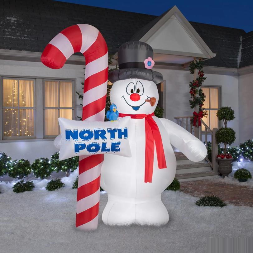 9 Ft. 6" Airblown Inflatable Light-Up Frosty the Snowman Frosty with North Pole Sign Christmas Decoration