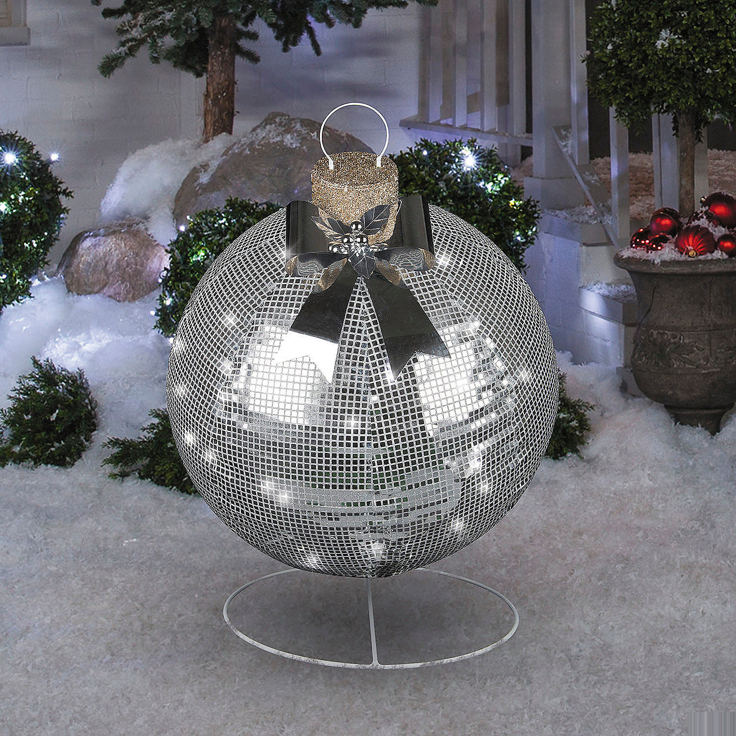 32" Disco Sparkle Silver Christmas Ornament Outdoor Yard Decoration