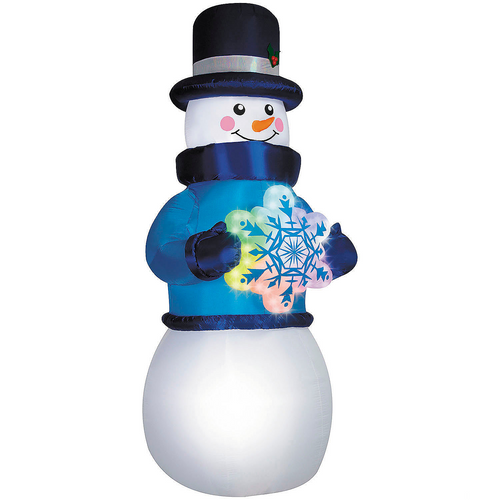 12 Ft. Airblown Inflatable Snowman with Rainbow Lightshow Snowflake Outdoor Yard Decoration