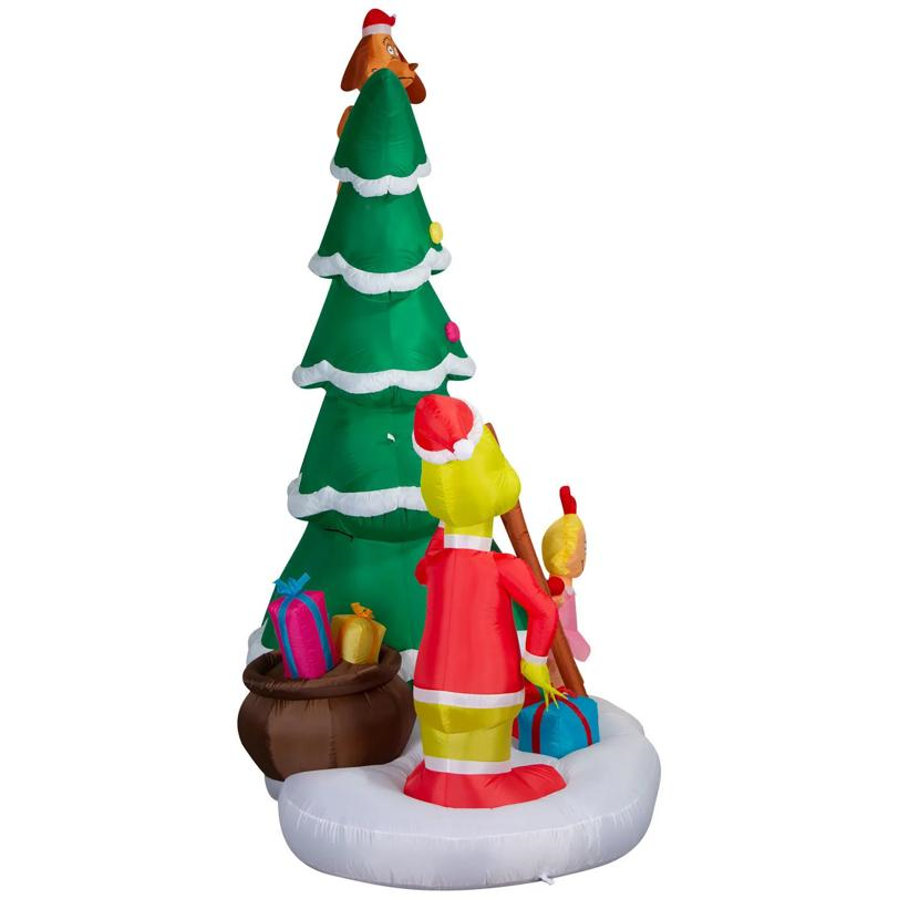 Airblown Inflatable Light-Up Dr. Seuss Grinch with Cindy Lou & Max on Christmas Tree