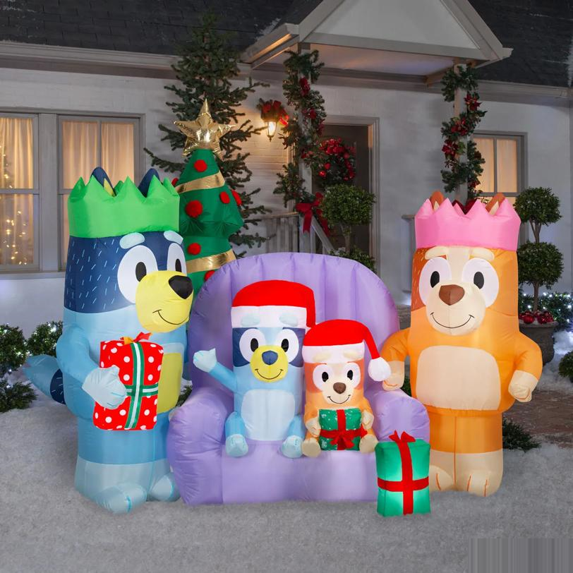 6 Ft. 7" Airblown Inflatable Light-Up Bluey Bluey & Family with Sofa Christmas Decoration