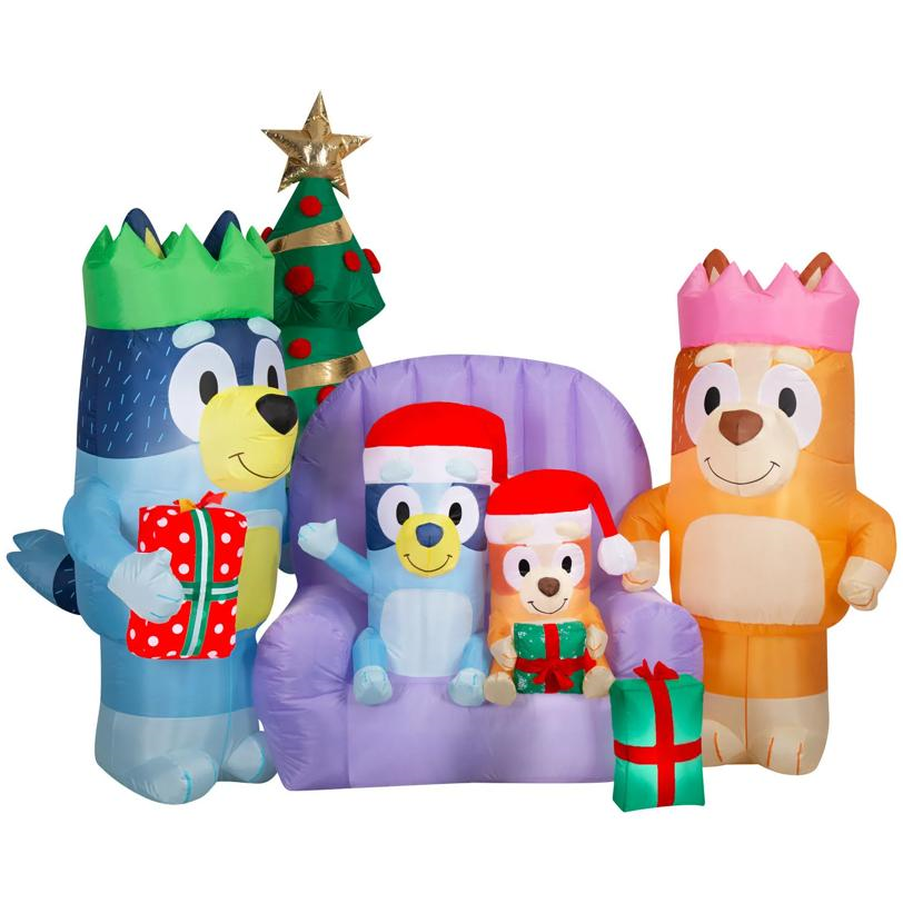 6 Ft. 7" Airblown Inflatable Light-Up Bluey Bluey & Family with Sofa Christmas Decoration