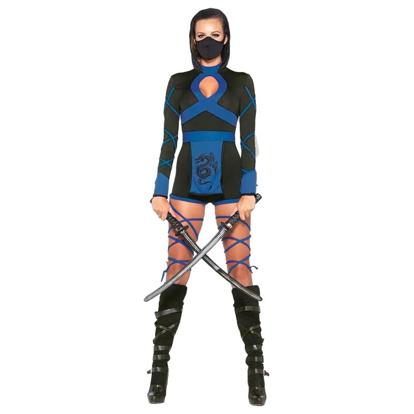 Adult Ninja 3Pc Black/Blue Costume
