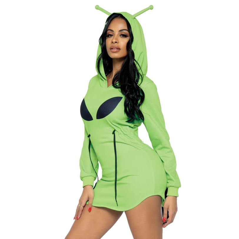 Adult Green Alien Hoodie Dress