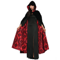 Red and Black Velvet Satin Cape