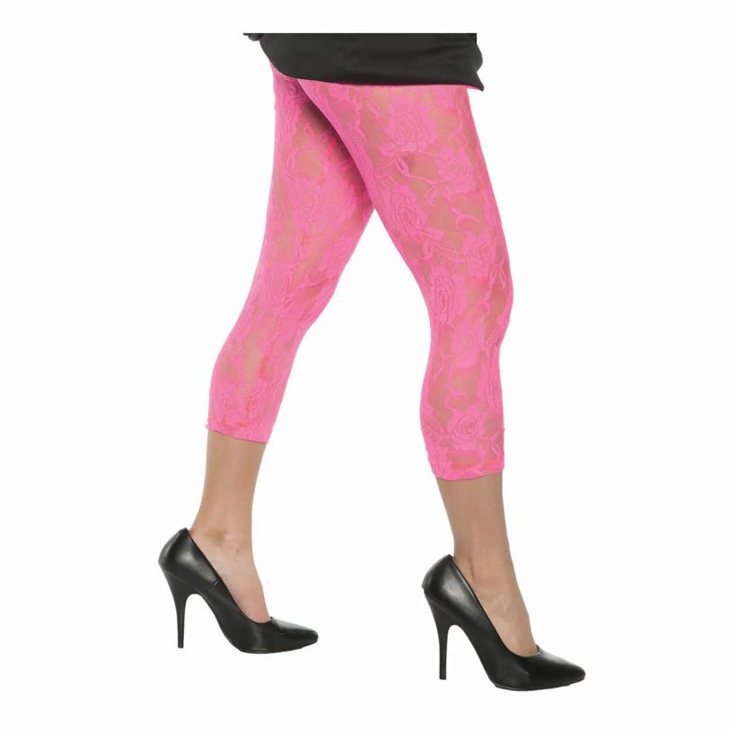 LACE LEGGINGS-NEON PINK