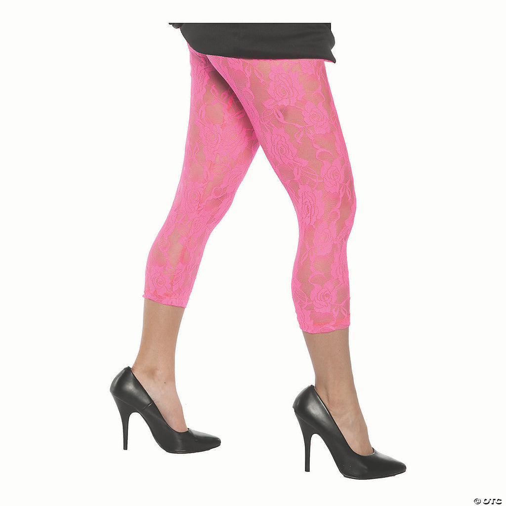 LACE LEGGINGS-NEON PINK