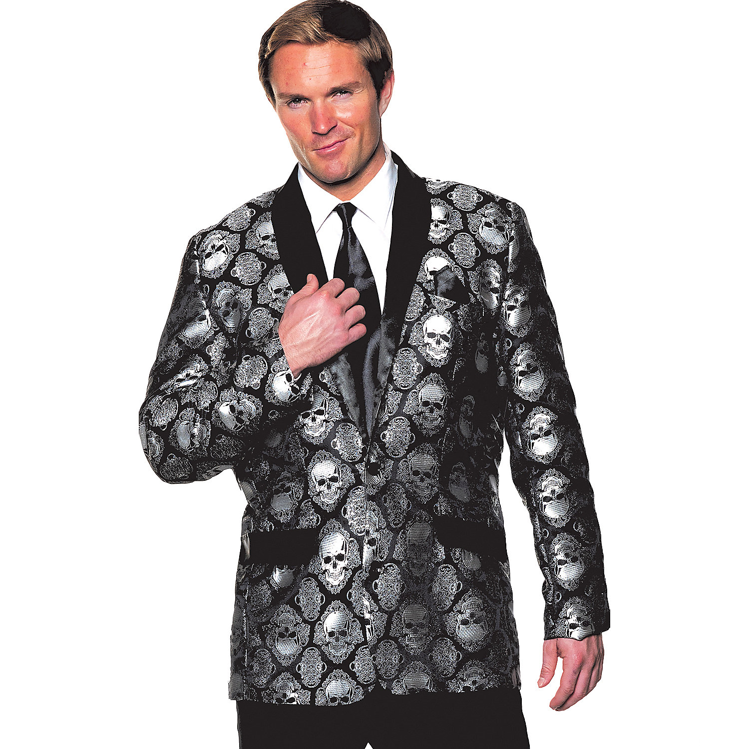 Adult Silver Jacard Skull Jacket