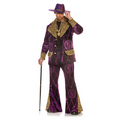 Adults Big Player Velvet Fur-Trimmed Jacket with Bell Bottom Pants & Hat - One Size