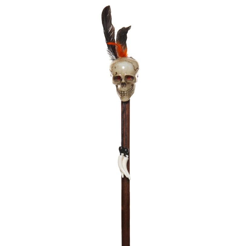 Underwraps Costumes Adults Witch Doctor Staff with Skull & Feathers