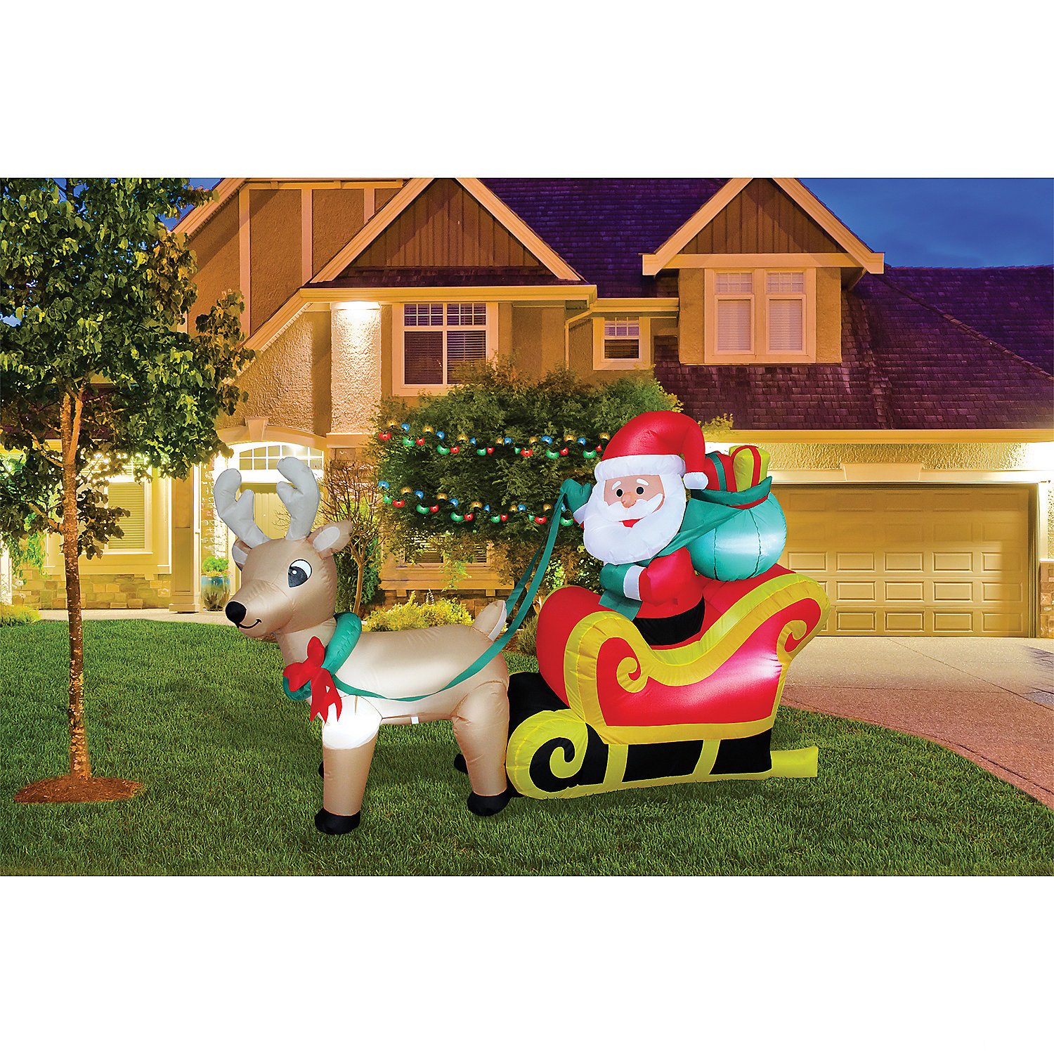 SANTA ON SLEIGH 6 FT LONG