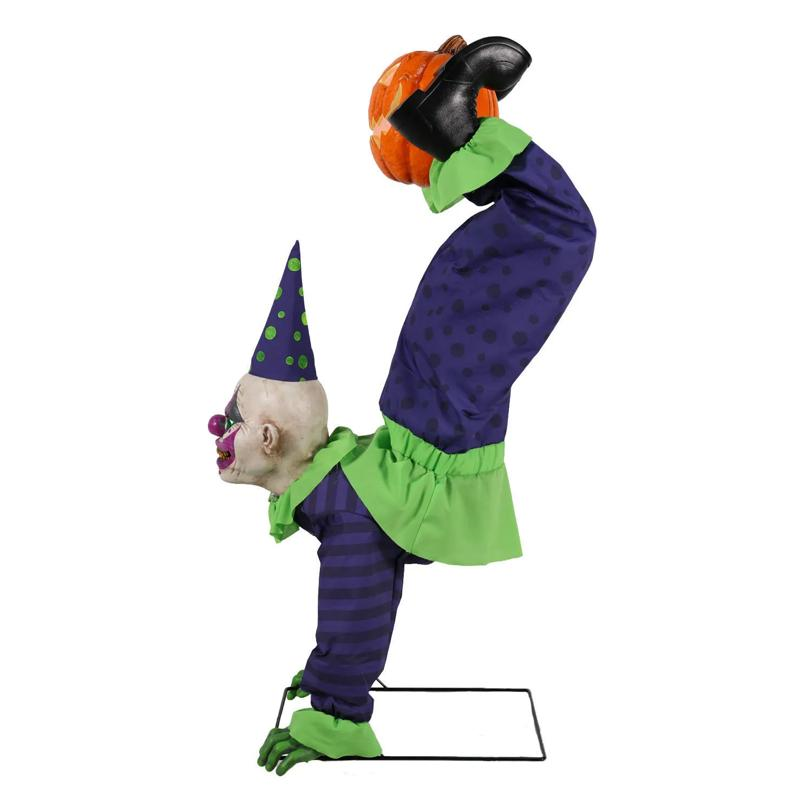 5 Ft. Animated Light-Up Upside-Down Clown with Jack-O'-Lantern Halloween Decoration