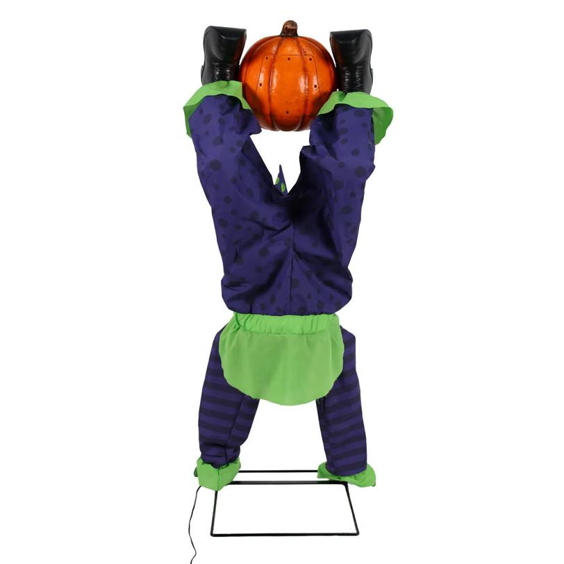 5 Ft. Animated Light-Up Upside-Down Clown with Jack-O'-Lantern Halloween Decoration