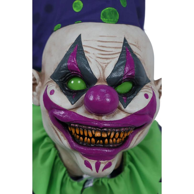 5 Ft. Animated Light-Up Upside-Down Clown with Jack-O'-Lantern Halloween Decoration