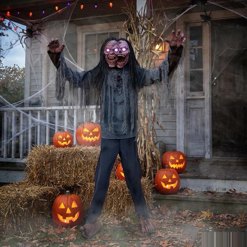 6 Ft. Animated Light-Up Jack & Jill Zombie Halloween Decoration