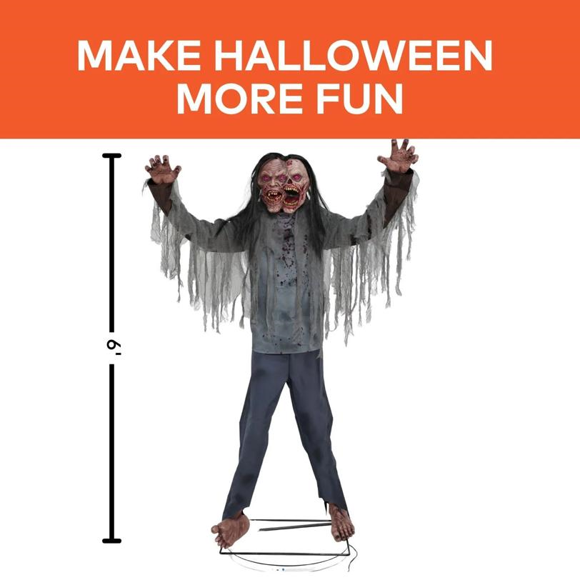 6 Ft. Animated Light-Up Jack & Jill Zombie Halloween Decoration