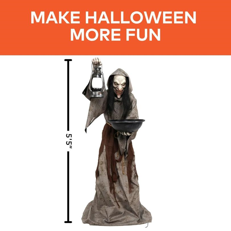6 Ft. Animated Light-Up Mildred the Wicked Witch Halloween Decoration