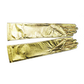 Elbow Length Gold Metallic Stretch Nylon Gloves