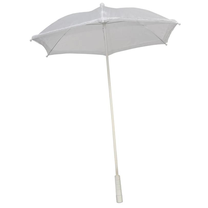 Nylon Ruffle White Parasol