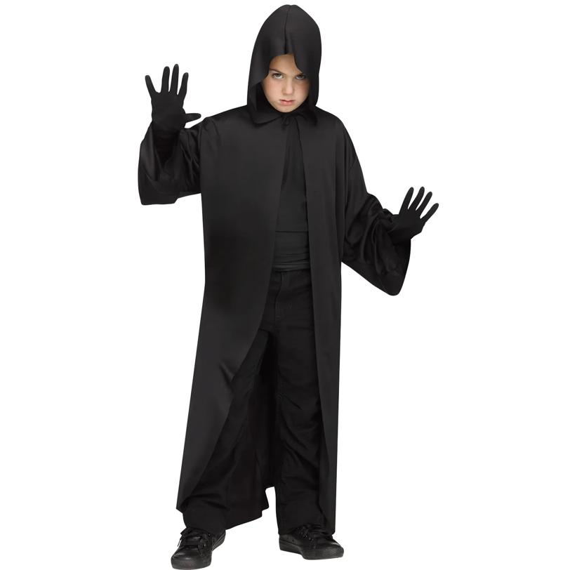 Hooded Robe Black Child Os Costume