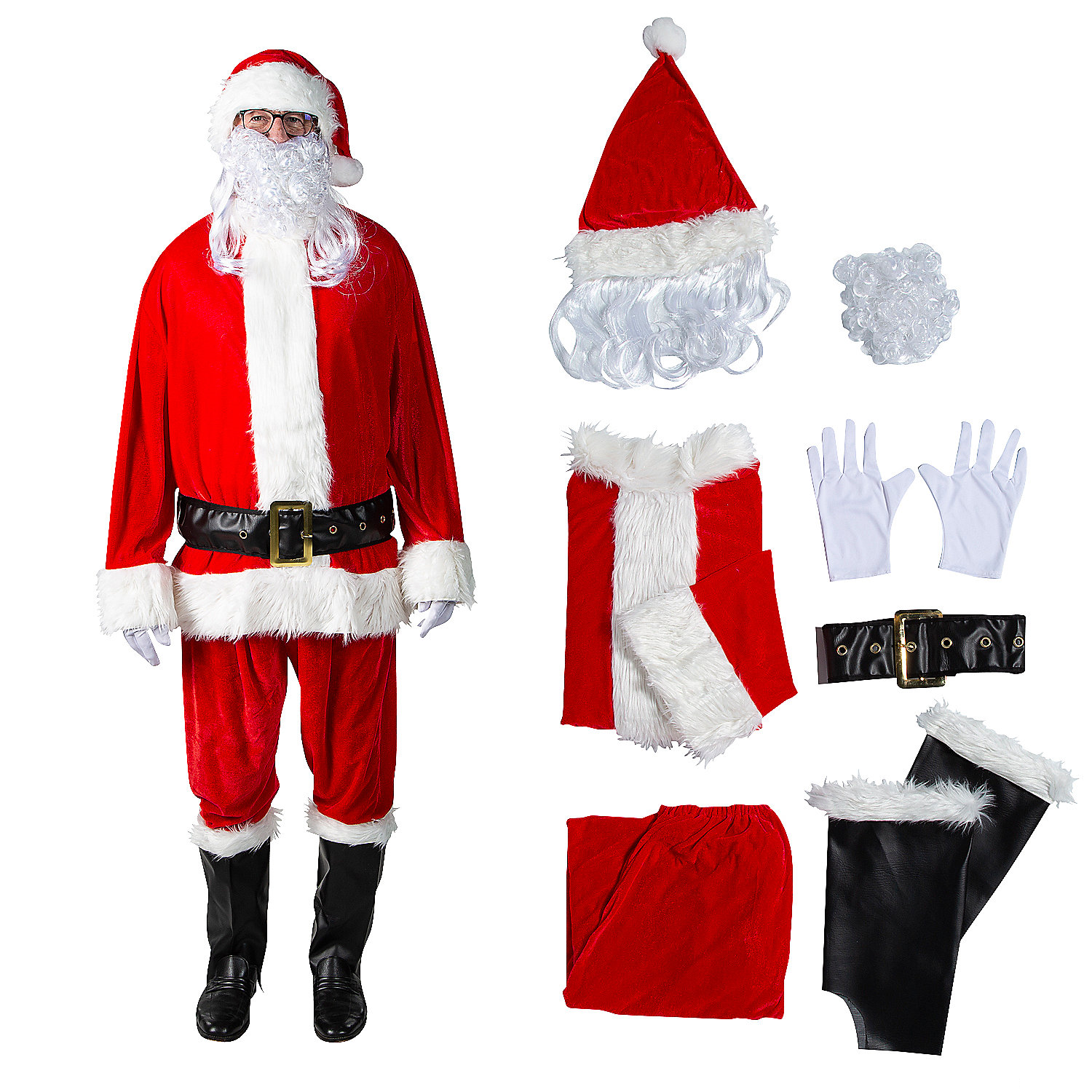 Santa Suit Complete Velour Costume