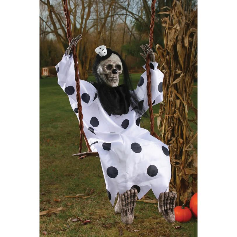 SKELETON CLOWN ON SWING