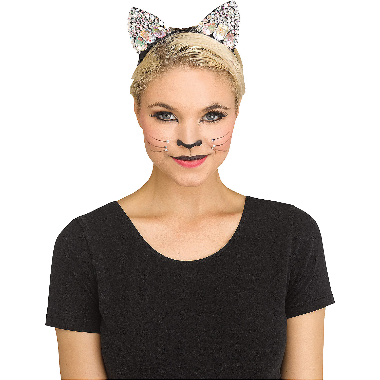 BLACK/JEWELED CAT EAR