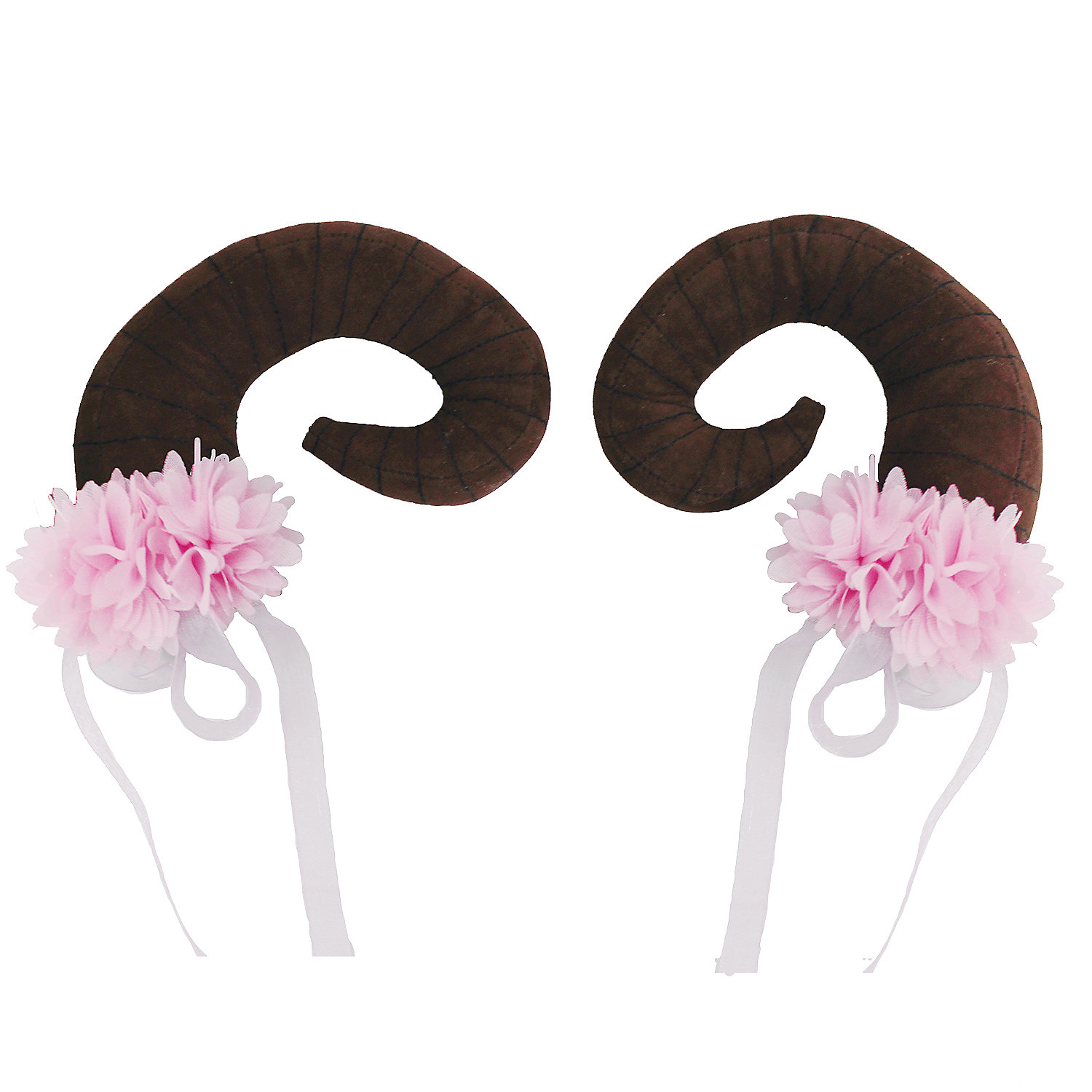 Floral Clustered Nymph Horn Pair