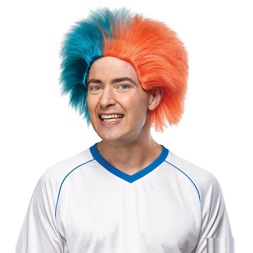 Teal And Orange Sports Wig