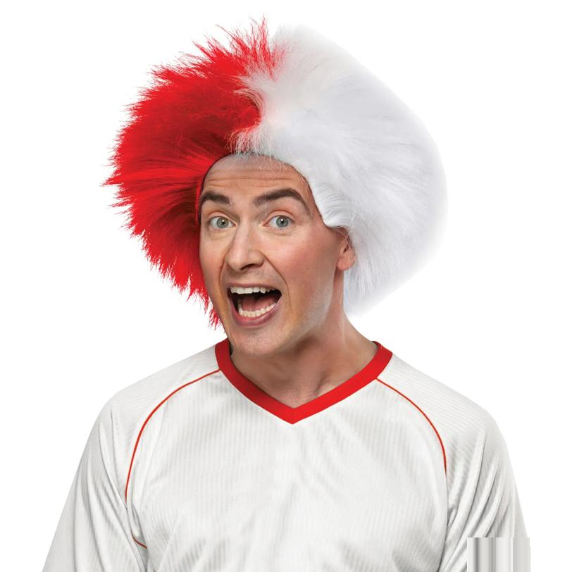 Red And Opaque White Sports Wig