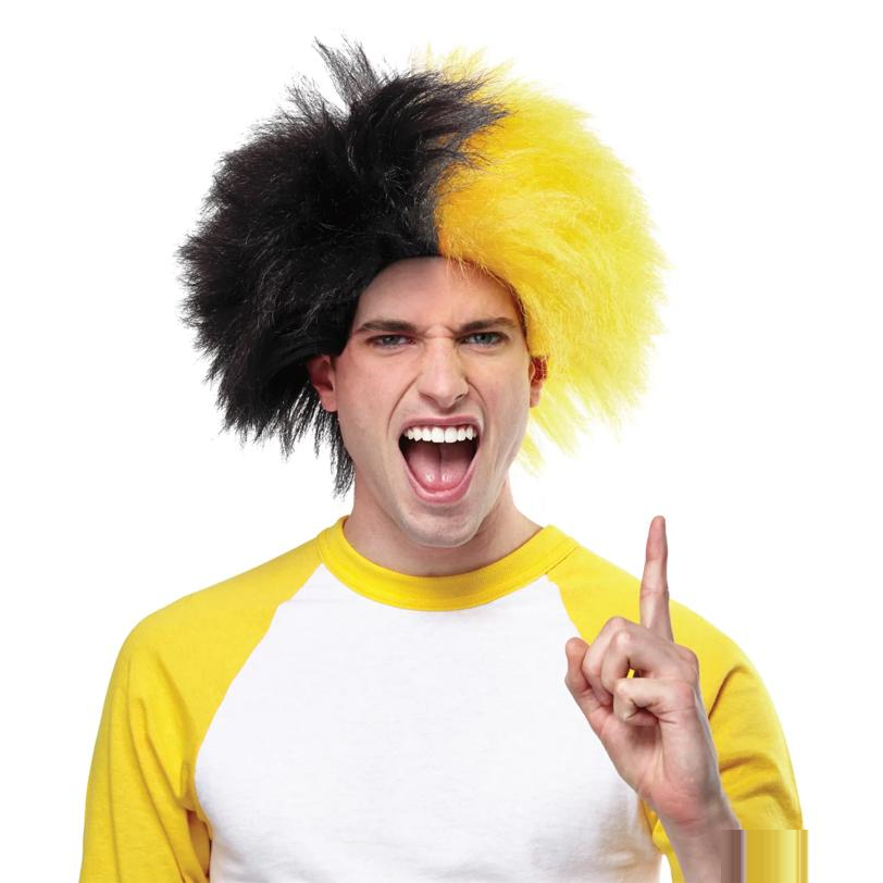 Black And Gold Sports Wig