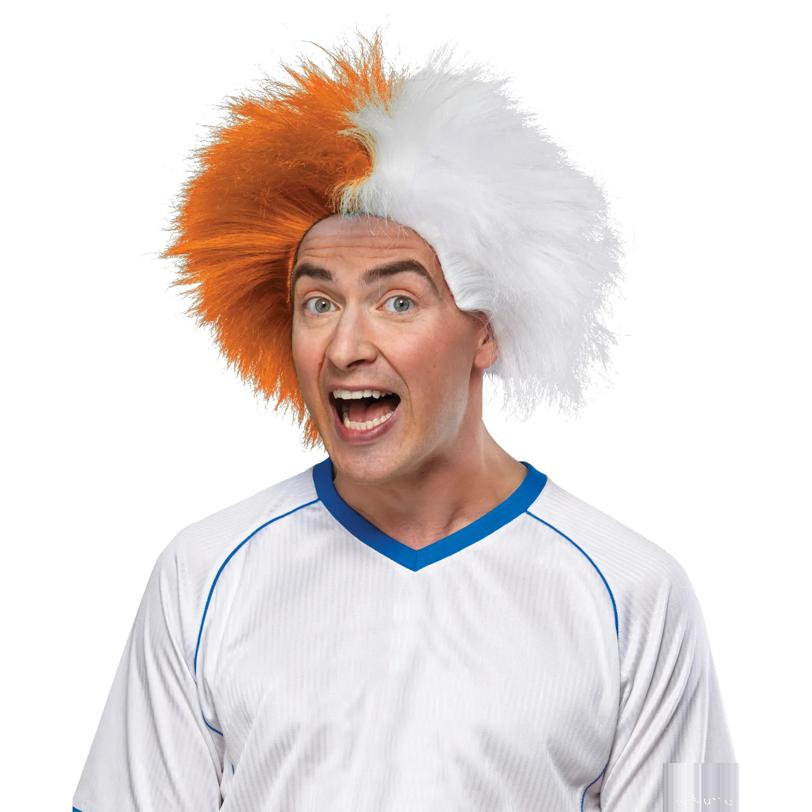 Orange And White Sports Wig