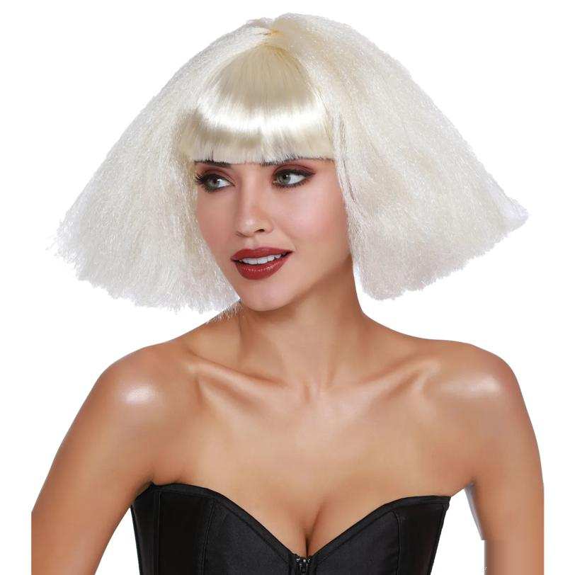 WIG CRIMPED WEDGE BOB PLATINUM