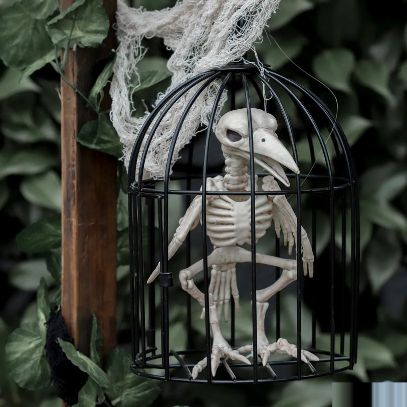 Skeleton Crow In Cage