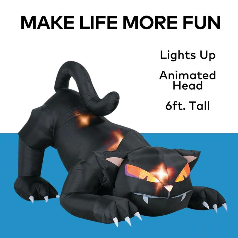 Black Cat With Turning Head Decoration