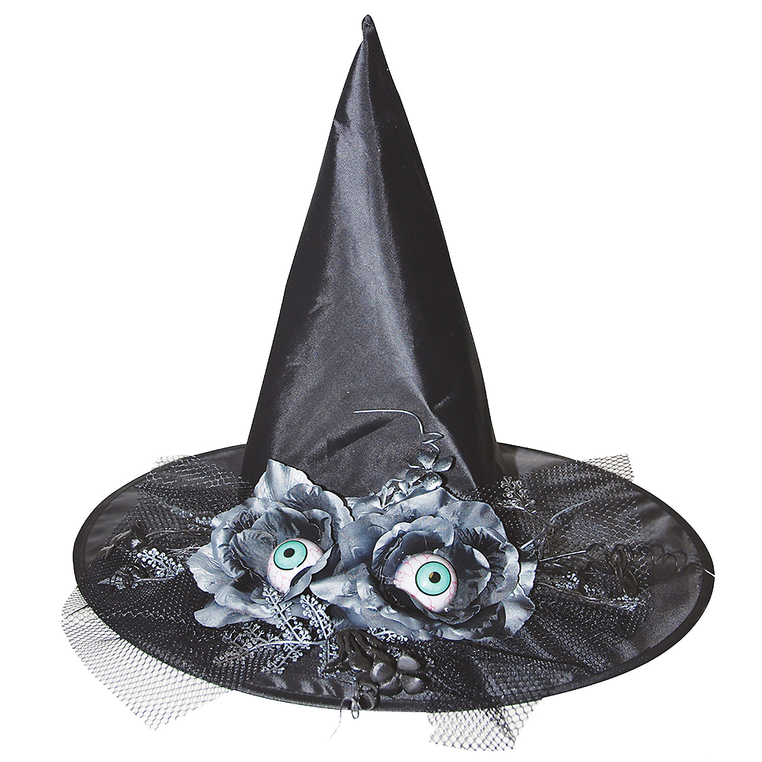 Witch Hat W/Flowers Eyes 17 Inch